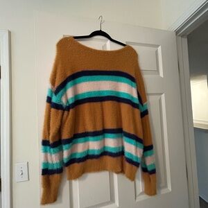Ces Femme Cozy Striped Sweater in Mustard and Teal